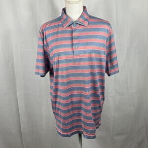 Peter Millar Red Blue and Green Striped Golf Polo.